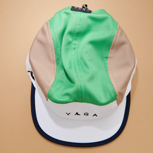 Vaga Club Cap - White/ Camel/ Lime Green