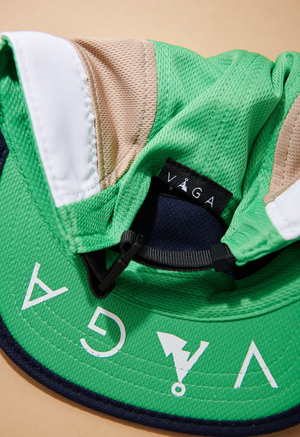 Vaga Club Cap - White/ Camel/ Lime Green