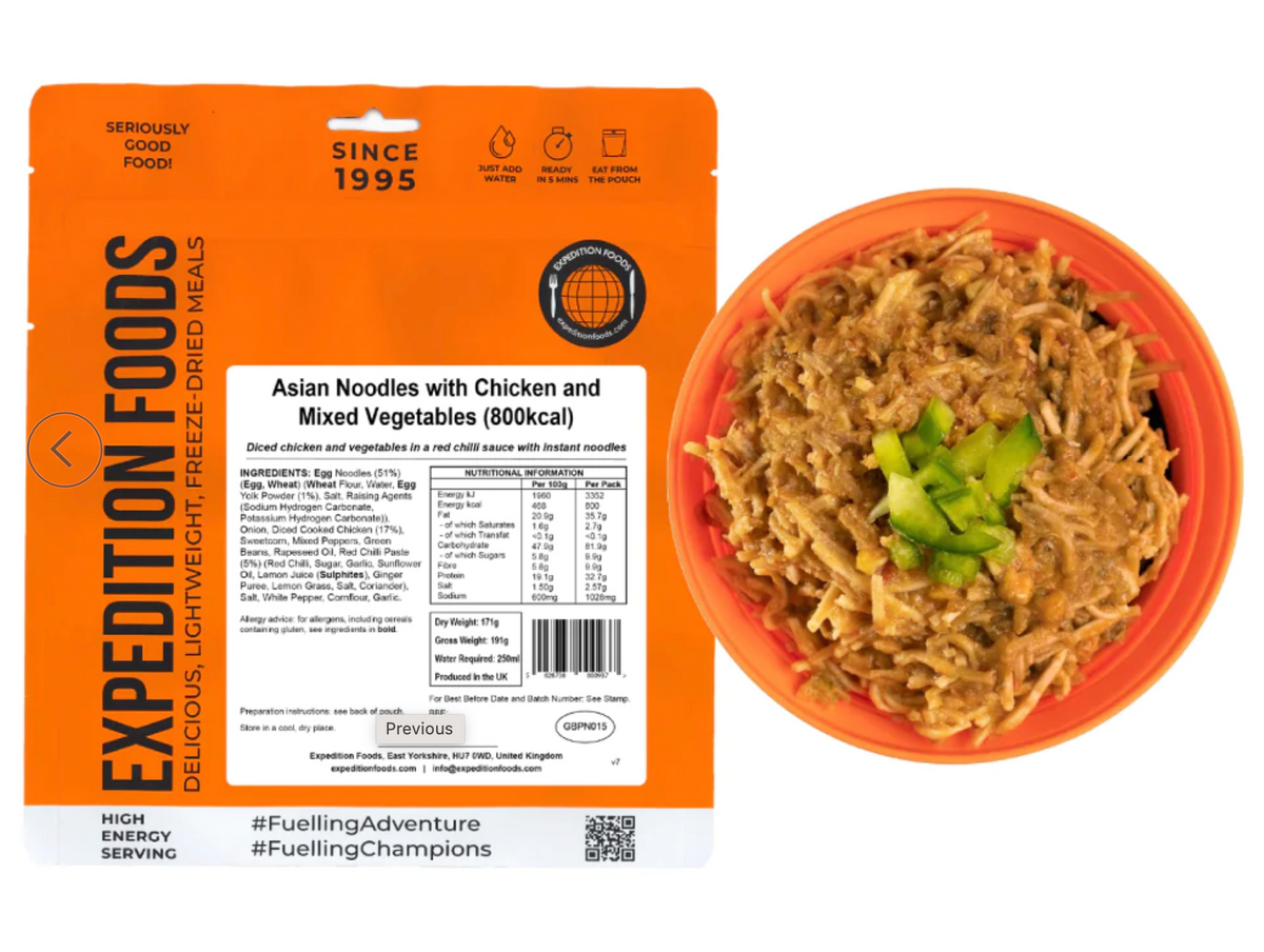 Expedition Foods Asian noodles with chicken and mixed vegetables 800KCAL