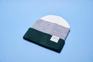 Vaga Casual Beanie - Green/ Grey/ White