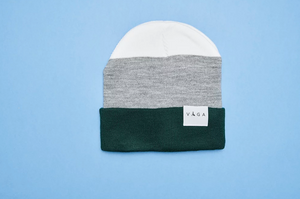 Vaga Casual Beanie - Green/ Grey/ White