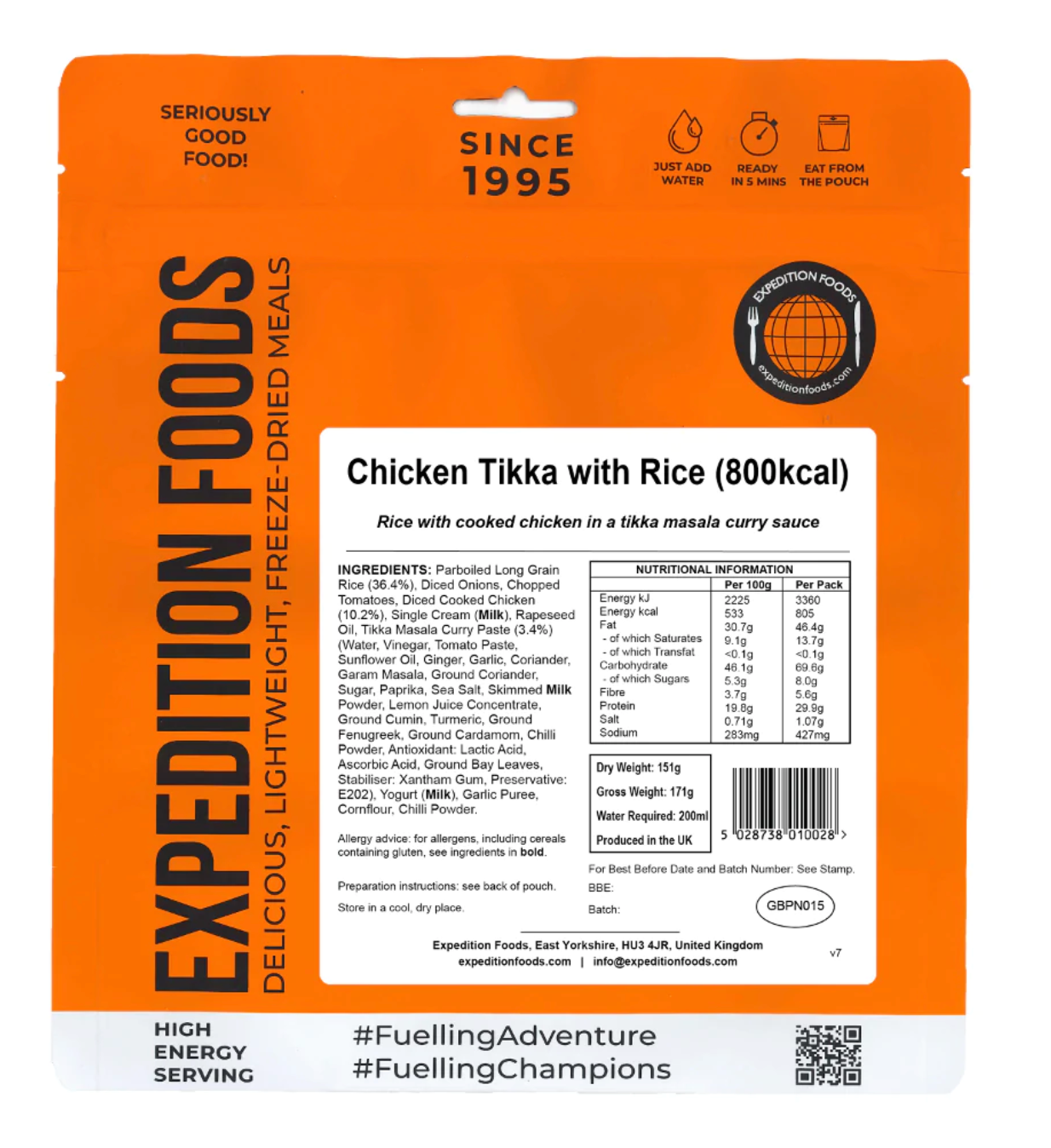 Expedition Foods Chicken Tikka with Rice 800KCAL