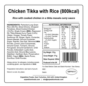 Expedition Foods Chicken Tikka with Rice 800KCAL