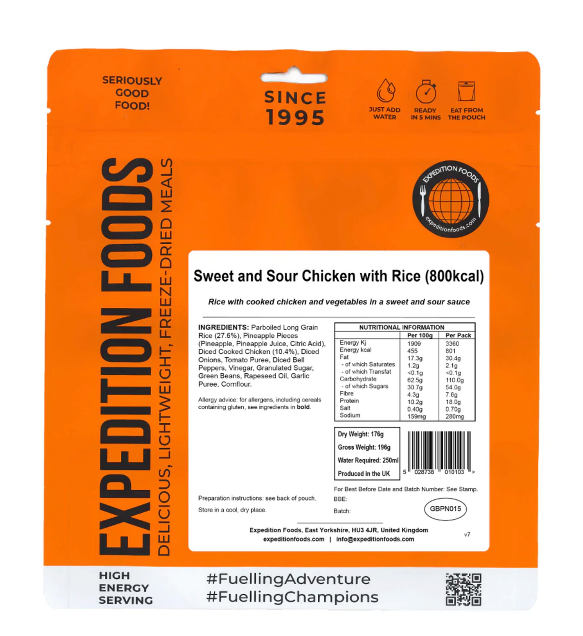 Expedition Foods Sweet and Sour Chicken with Rice 800KCAL