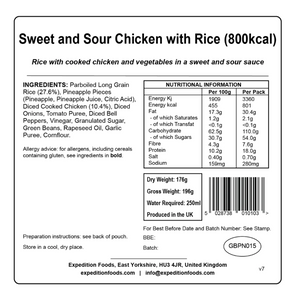 Expedition Foods Sweet and Sour Chicken with Rice 800KCAL