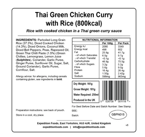 Expedition Foods Thai Green Chicken Curry with Rice 800KCAL