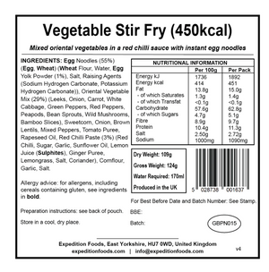 Expedition Foods Vegetable Stir Fry 450KCAL