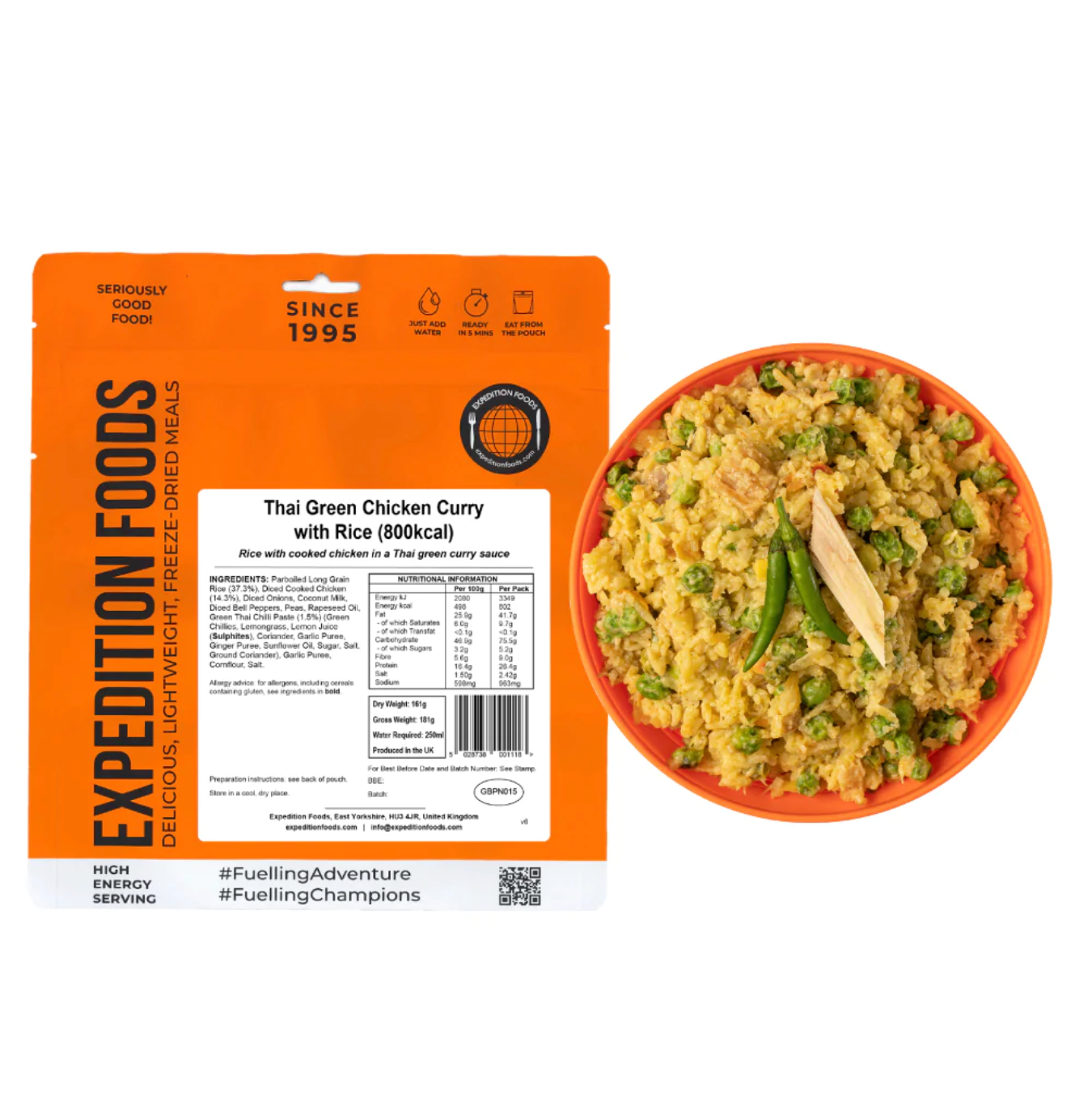 Expedition Foods Thai Green Chicken Curry with Rice 800KCAL
