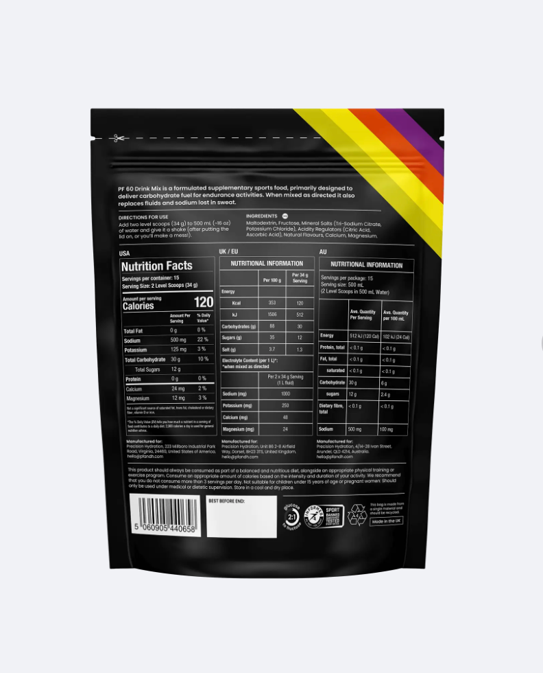 Precision Hydration PF60 Energy Drink Mix 15 servings