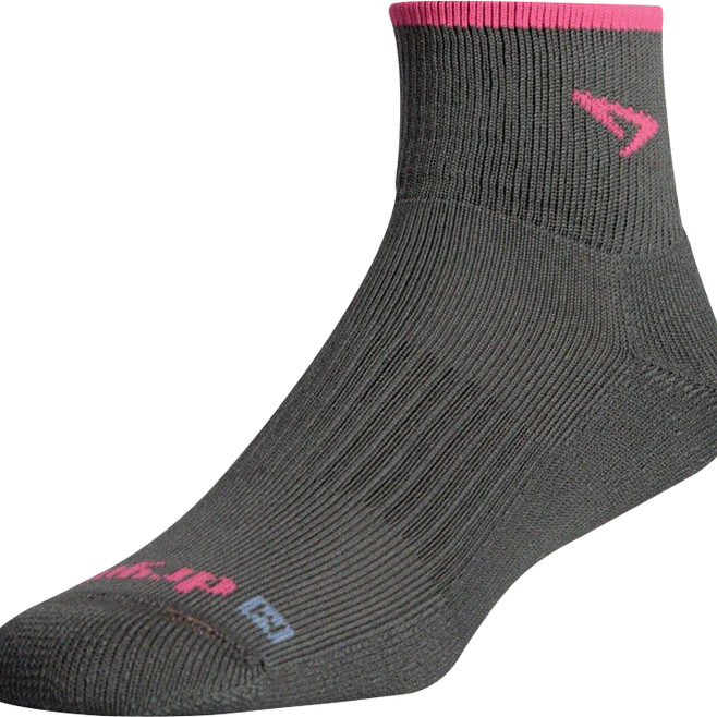 Drymax Trail Socks Quarter Crew Cut - Dark Grey + Neon Pink