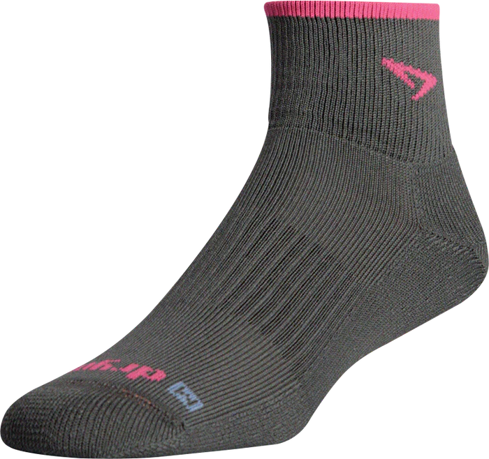 Drymax Trail Socks Quarter Crew Cut - Dark Grey + Neon Pink
